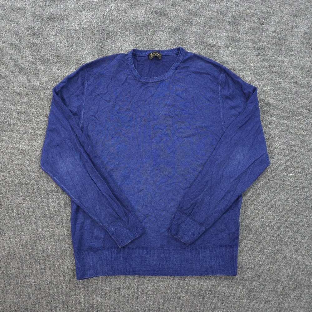 Allen Edmonds Sweater Mens Extra Large Blue Merino Wool Crew‎ Neck Made In Italy